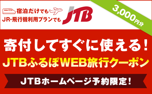 【熊本県内の旅行に使える】JTBふるぽWEB旅行クーポン（3000円分）