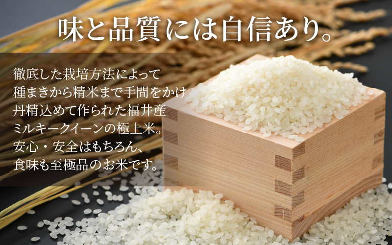 令和5年産 ミルキークイーン 精米 5kg 特別栽培米 農薬不使用 化学肥料不使用 ／ 高品質 鮮度抜群 福井県産 ブランド米 白米 あわら産  ブランド米 こめ お米