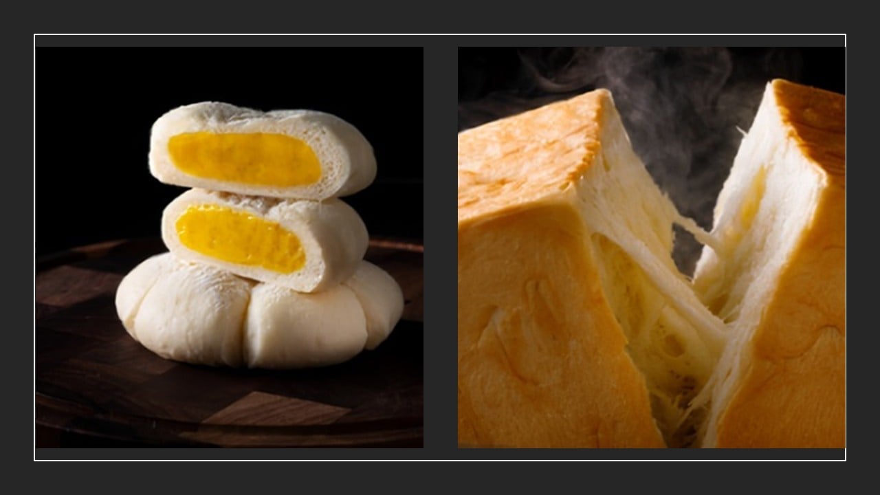 クリームパン「shiro」(左)と食パン「nikin」(右)