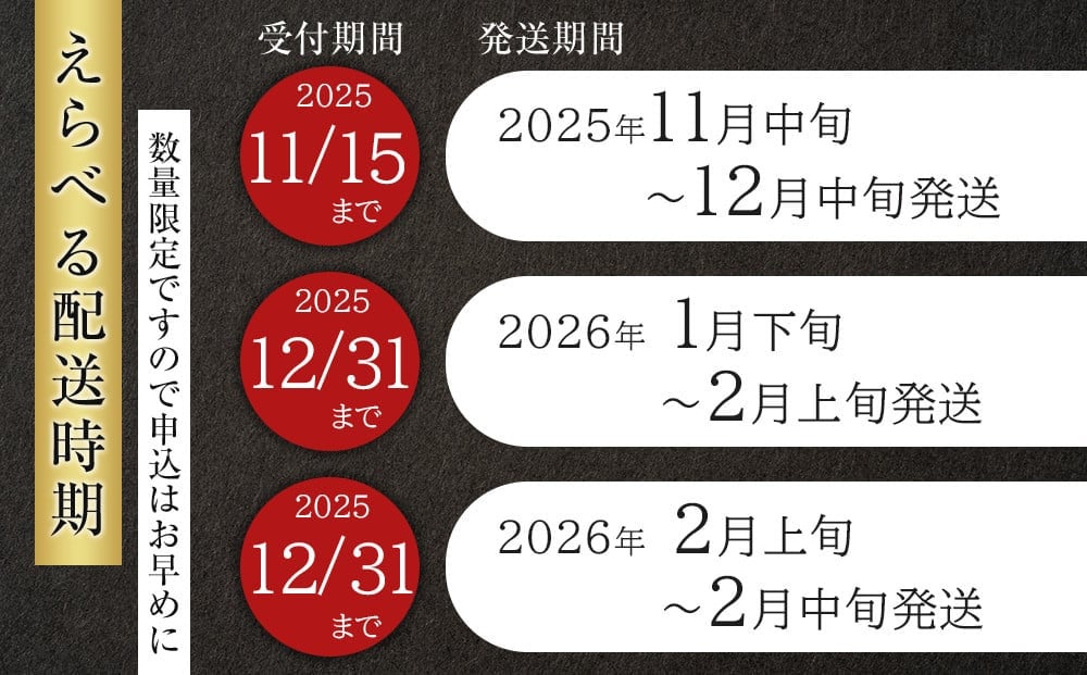発送時期がお選びいただけます。