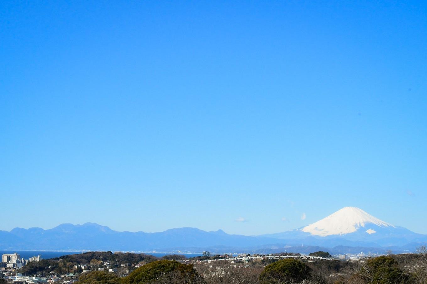 本館前から望む箱根富士連山と相模湾