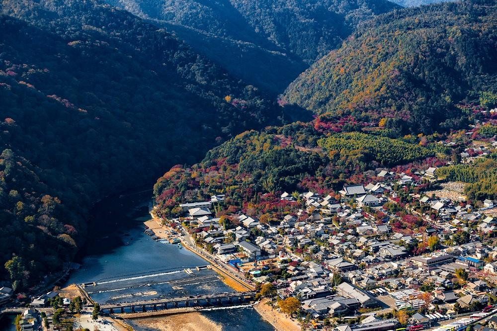 嵐山上空の景色