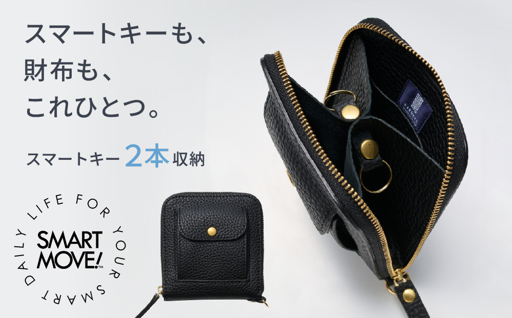 【京都市ふるさと納税】SMART&nbsp;MOVE!〈type2〉Alley&nbsp;Black｜路地入ル（ブラック）｜姫路産国産牛革&nbsp;スマートキー2個収納&nbsp;財布一体型キーケース&nbsp;ミニ財布&nbsp;小銭入れ&nbsp;メンズ&nbsp;レディース&nbsp;ギフト［洛景工房］