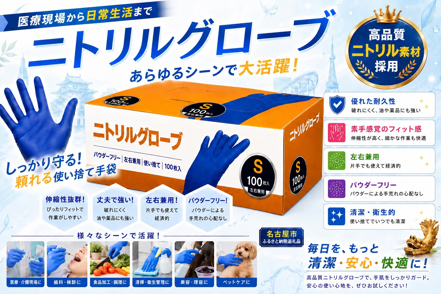 ニトリルグローブS　100枚入り　2箱