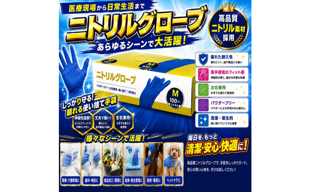 ニトリルグローブM　100枚入り　2箱