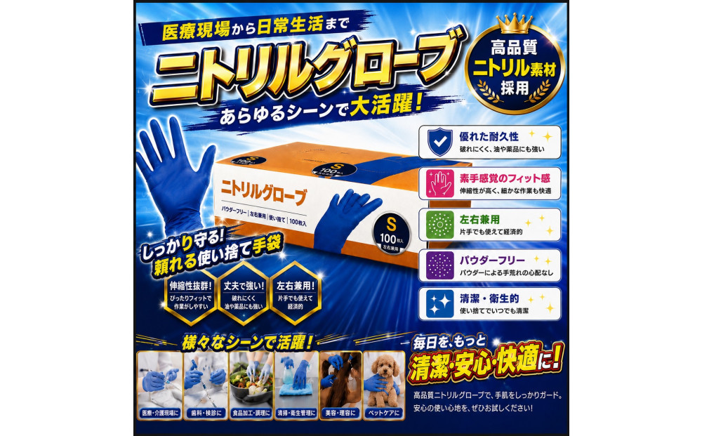 ニトリルグローブS　100枚入り　3箱