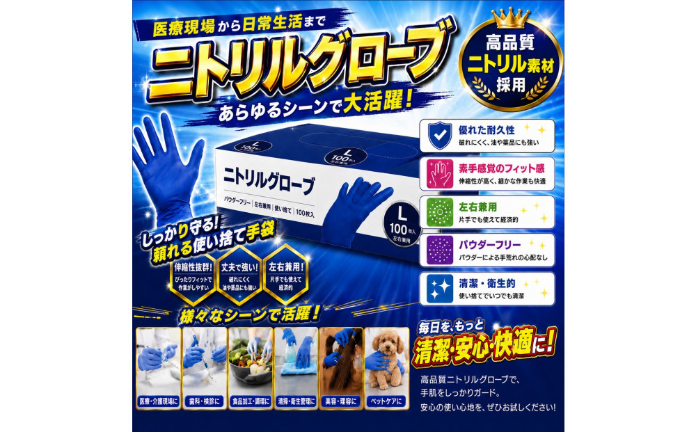ニトリルグローブL　100枚入り　3箱