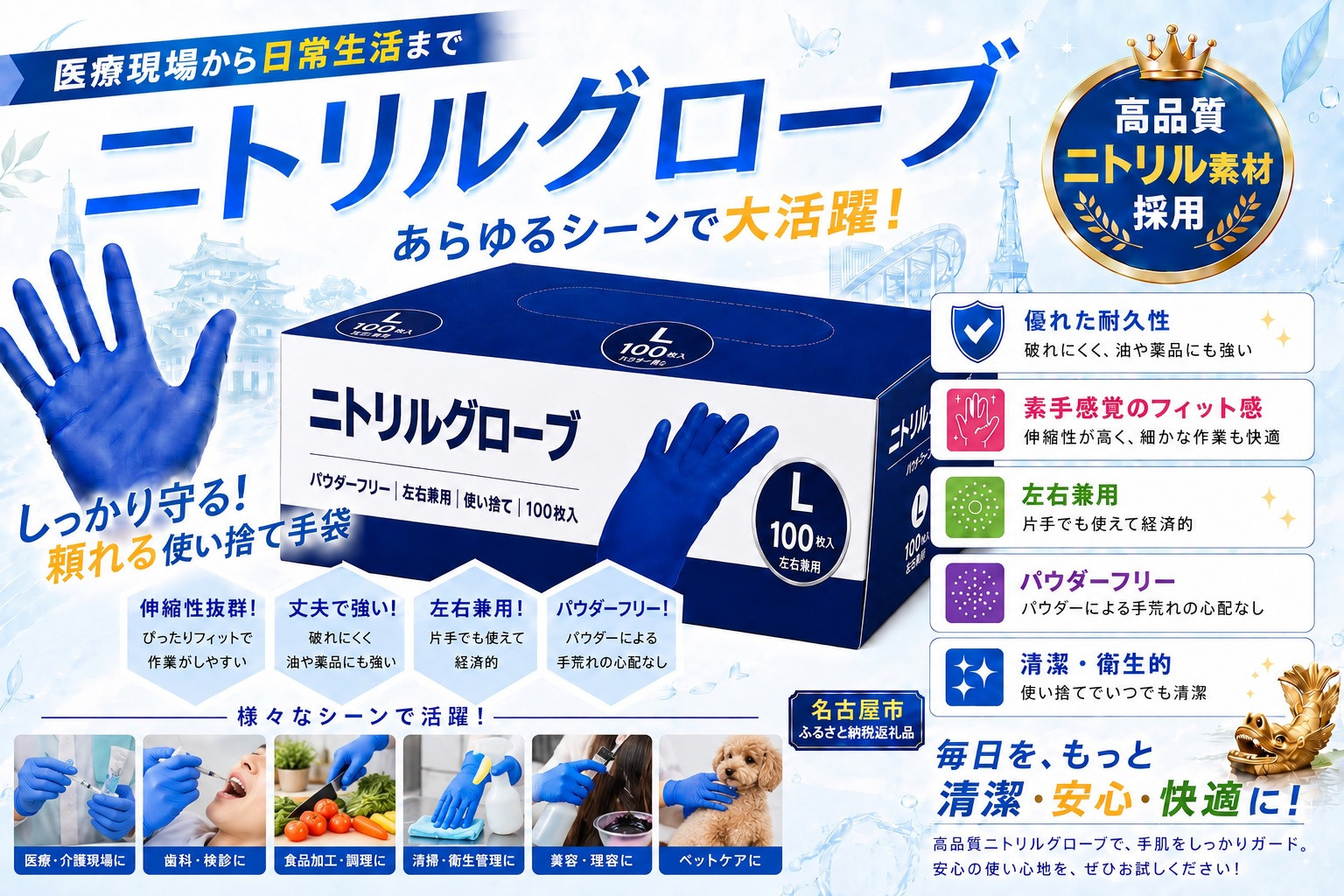 ニトリルグローブL　100枚入り　3箱