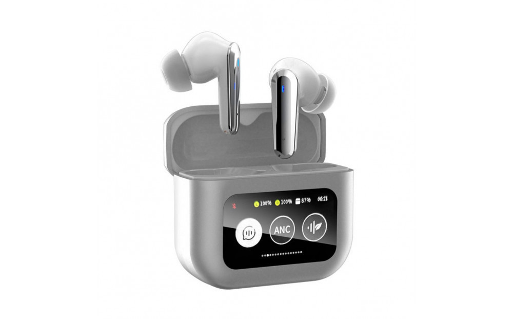 【シルバー】ANC対応・液晶付きイヤホン&nbsp;カナル型&nbsp;ワイヤレスイヤホン&nbsp;Bluetooth5.4&nbsp;ノイズキャンセリング&nbsp;ENC&nbsp;通話ノイキャン&nbsp;カラースクリーン搭載&nbsp;高遮音性&nbsp;外音取り込み&nbsp;音漏れ防止&nbsp;長時間持続&nbsp;Type-C充電&nbsp;無痛装着&nbsp;HiFi高音質&nbsp;90日安心保証&nbsp;送料無料【PL保険加入済み製品・安心】