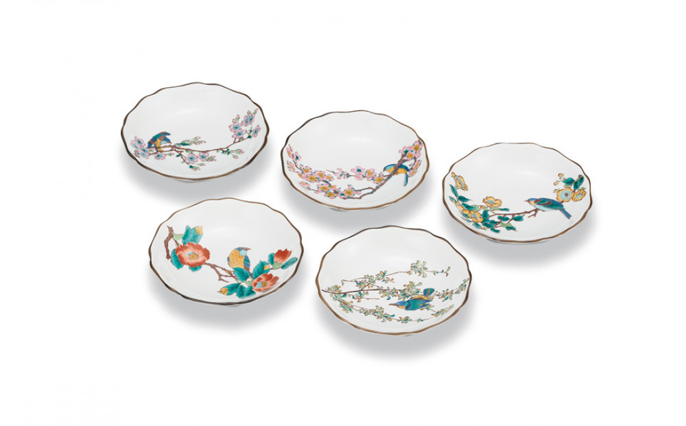 4号皿揃　花鳥絵変わり