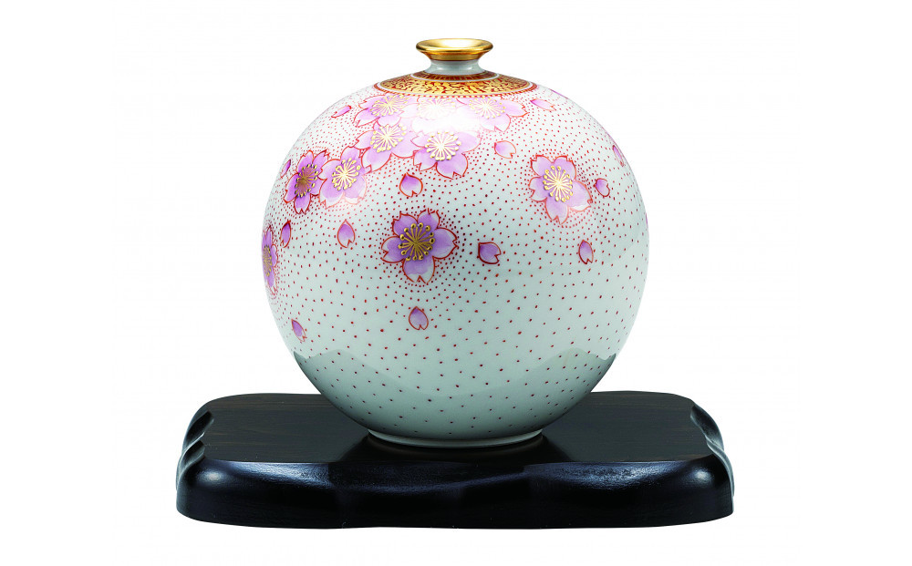 九谷焼&nbsp;4号花瓶・金襴手桜