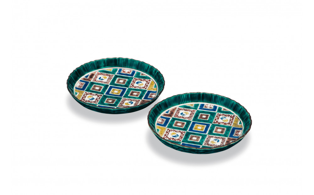 ペア5.5皿　石畳の図&nbsp;民芸品&nbsp;工芸品&nbsp;雑貨&nbsp;食器&nbsp;丸皿&nbsp;お皿&nbsp;プレート&nbsp;キッチン雑貨&nbsp;キッチン用品