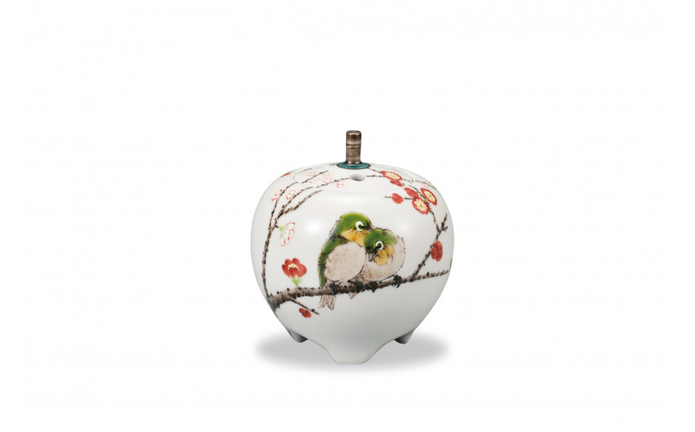 3号香炉　紅白梅に鳥　中村陶志人&nbsp;民芸品&nbsp;工芸品&nbsp;雑貨&nbsp;日用品&nbsp;インテリア&nbsp;香り&nbsp;小物