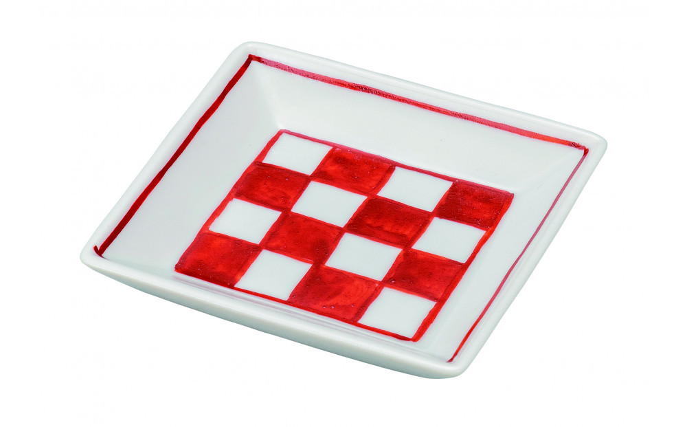 九谷焼　3号皿・赤絵石畳&nbsp;5枚セット&nbsp;a01&nbsp;民芸品&nbsp;工芸品&nbsp;焼き物&nbsp;食器