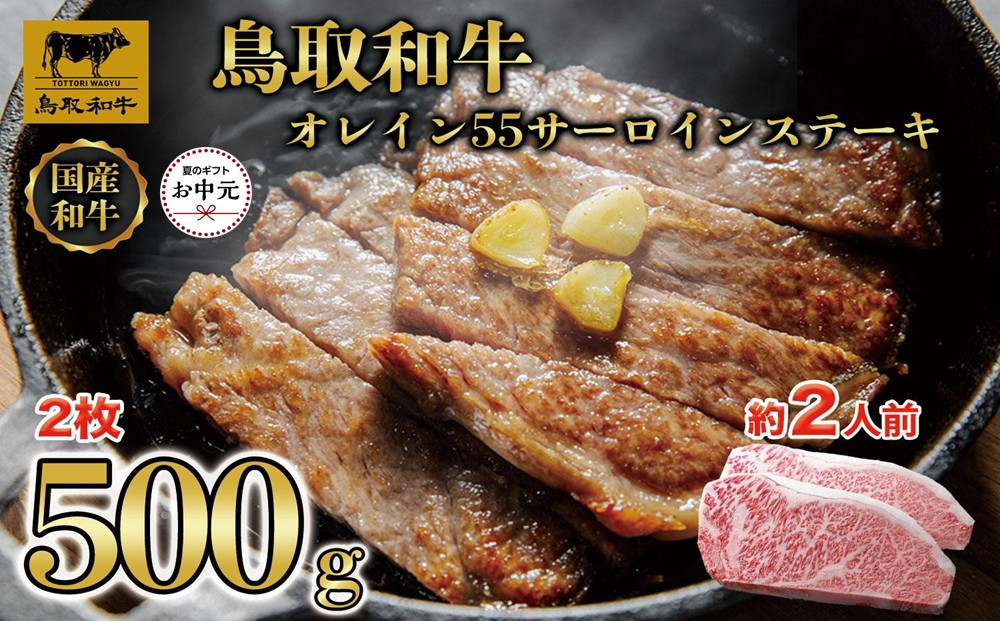 【お中元用】鳥取和牛オレイン55サーロインステーキ2枚（500g)1288