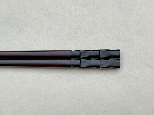 鎌倉彫　箸「市松」黒　23cm【ポイント交換専用】
