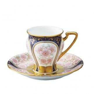 ノリタケ&nbsp;「オマージュコレクション」&nbsp;コーヒー碗皿&nbsp;”色絵金彩桜文”