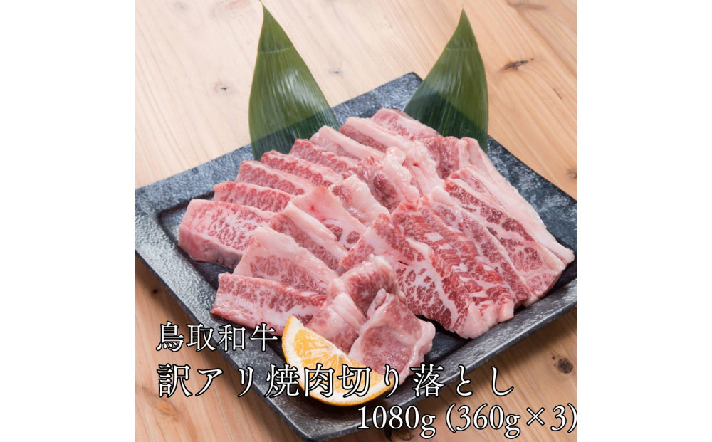 鳥取和牛　【訳アリ】焼肉切り落とし　1.08kg（360g×3P）