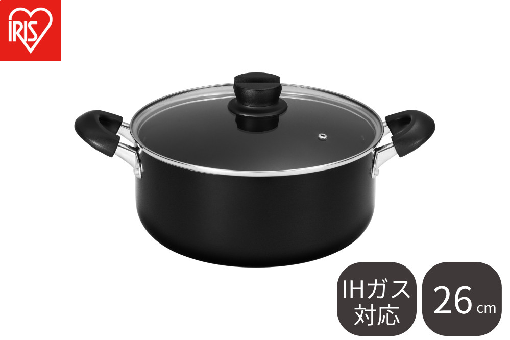 ダイヤモンドコート両手なべ２６ｃｍ&nbsp;&nbsp;DCS-P26&nbsp;ブラック