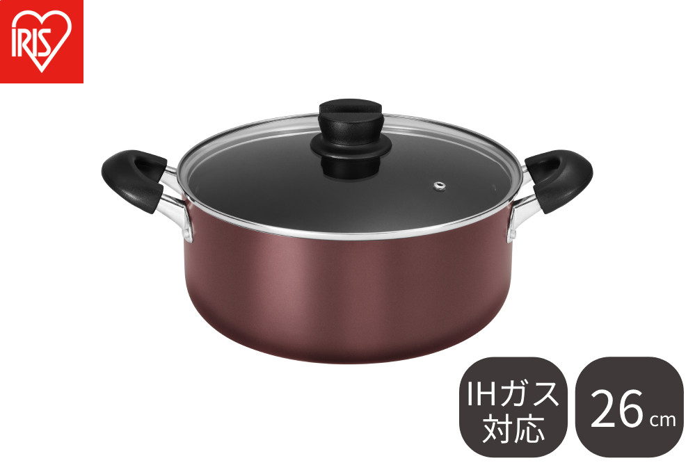 ダイヤモンドコート両手なべ２６ｃｍ&nbsp;&nbsp;DCS-P26&nbsp;メタリックバーガンディ