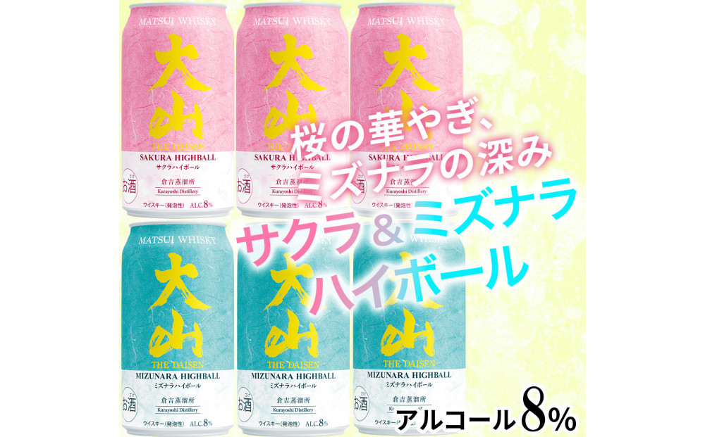 マツイ&nbsp;大山ハイボール&nbsp;サクラ・ミズナラ&nbsp;飲み比べ350ml&nbsp;×6本セット