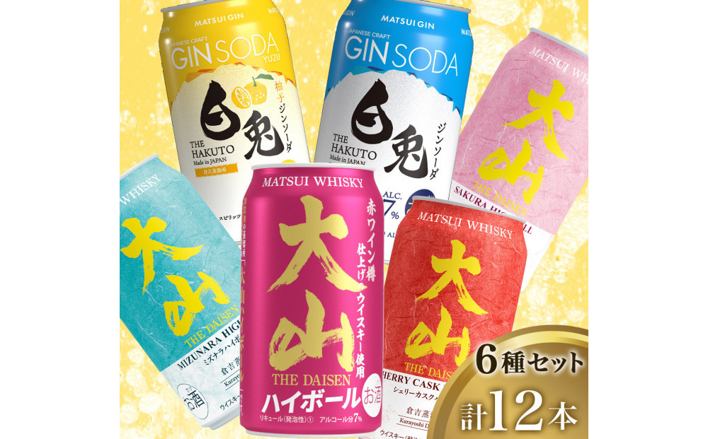 マツイ&nbsp;ハイボール4種+白兎ジンソーダアソート2種&nbsp;350ml&nbsp;×12本セット