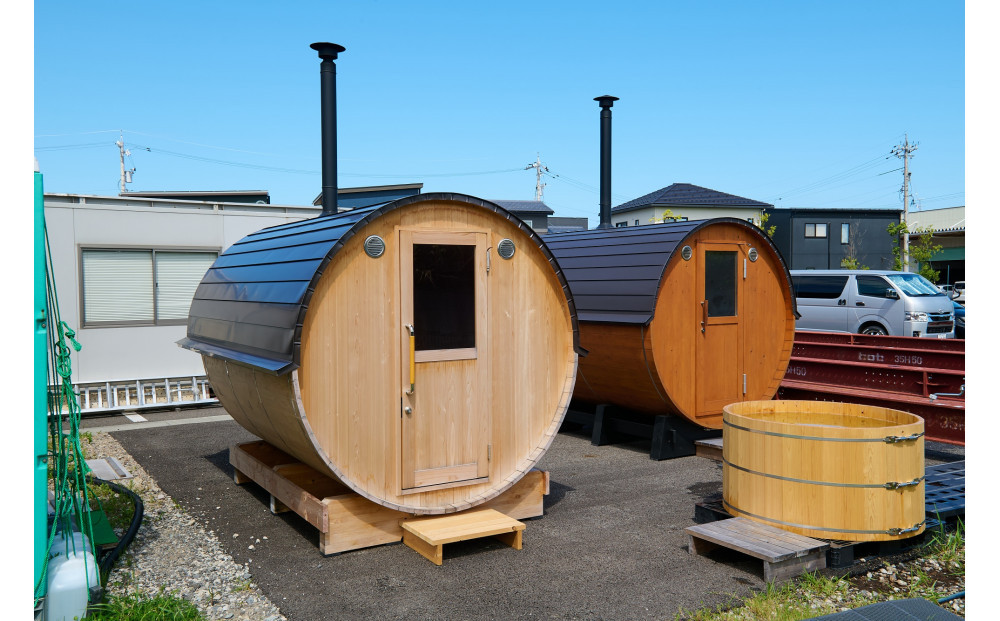 【石川県能美市】屋外用ペレットストーブ式バレルサウナ6名用