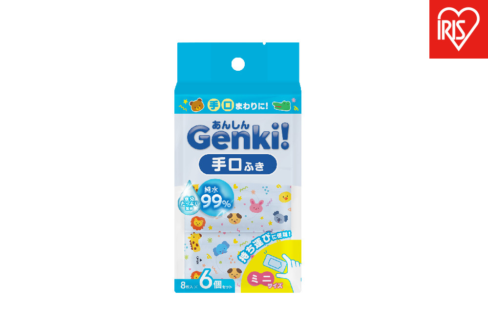 手口ふき&nbsp;96枚（8枚×6パック×2個セット）&nbsp;あんしんGenki！&nbsp;ミニタイプ&nbsp;&nbsp;TFM68P