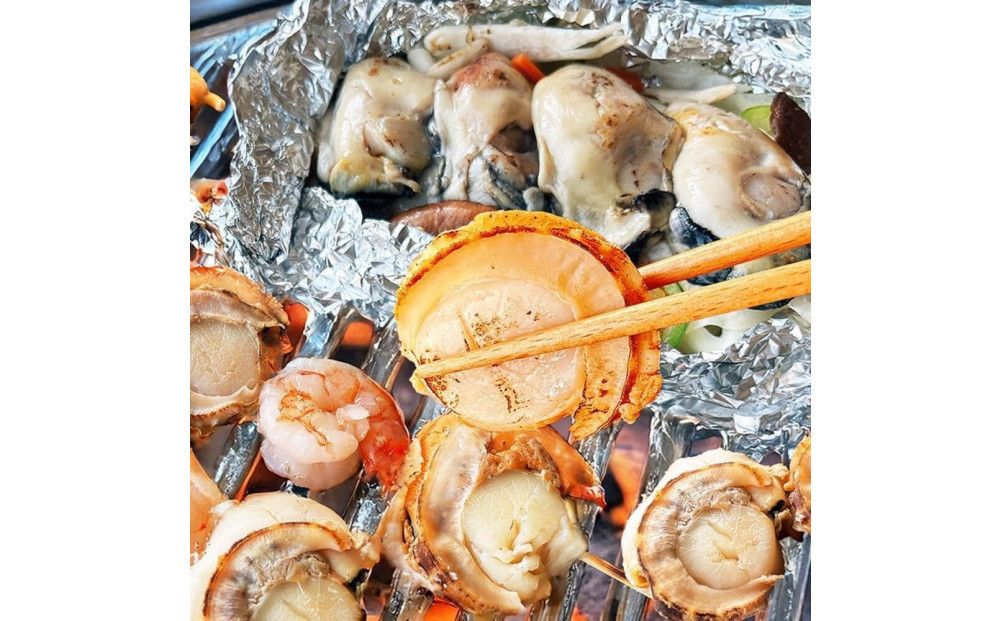 シーフードミックス&nbsp;大粒&nbsp;むき身&nbsp;4種約2kg&nbsp;帆立&nbsp;むきエビ&nbsp;牡蠣&nbsp;いか&nbsp;海鮮&nbsp;BBQセット