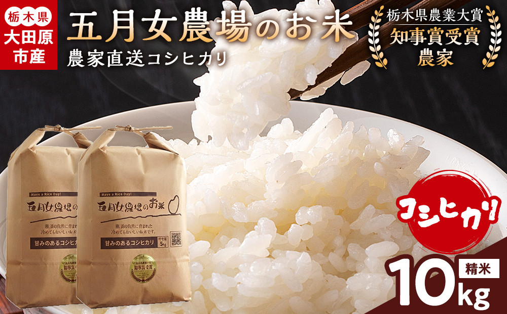 【スピード発送】【令和8年産】栃木県大田原産コシヒカリ&nbsp;白米&nbsp;10kg｜新米&nbsp;栃木県農業大賞&nbsp;知事賞&nbsp;受賞農家&nbsp;メディア出演多数&nbsp;五月女農場&nbsp;農家直送&nbsp;産地直送&nbsp;産直&nbsp;栃木県&nbsp;大田原市&nbsp;こしひかり
