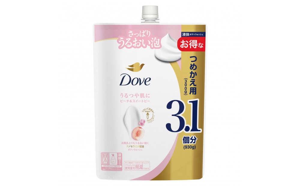 ダヴ&nbsp;ボディウォッシュ&nbsp;ピーチ＆スイートピー&nbsp;つめかえ用&nbsp;930g×6