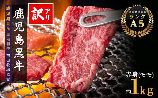 訳あり　鹿児島県産黒毛和牛　赤身（モモ）焼肉用　1kg