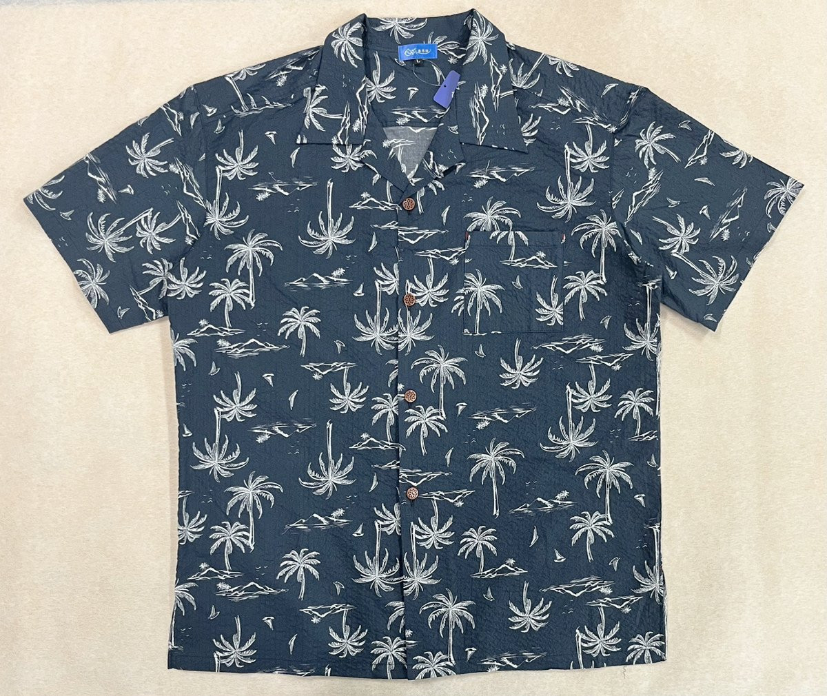 ふるさと県産&nbsp;ヤシの木柄&nbsp;アロハシャツ&nbsp;Mサイズ［メンズ・レディース&nbsp;ユニセックス］