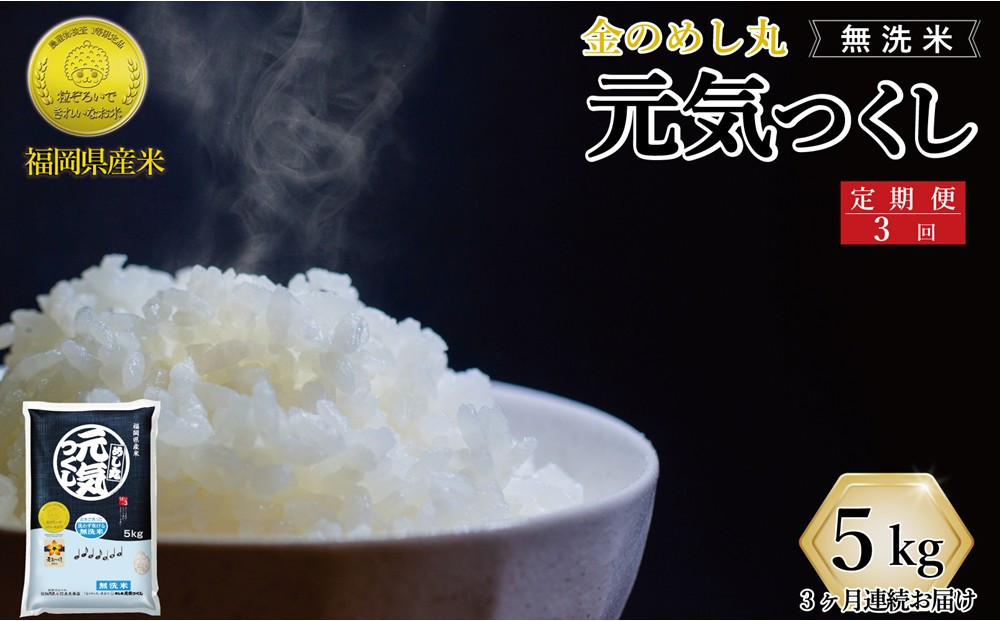 ＜全3回定期便＞令和8年米&nbsp;福岡県産&nbsp;米&nbsp;【無洗米】金のめし丸元気つくし&nbsp;5kg