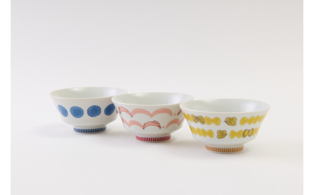 ハレクタニ　ごはん茶碗セット（ねこ・うさぎ・チョウ）