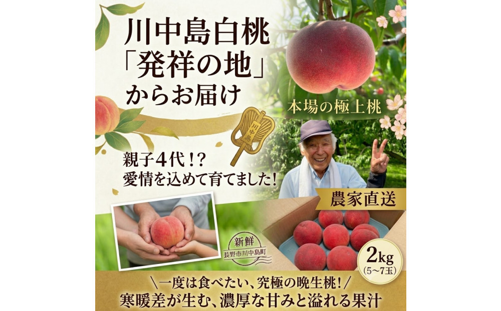 【2027年8月中旬〜発送　先行予約】川中島産&nbsp;川中島白桃&nbsp;2kg