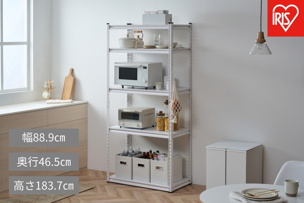 アングルスチールラック&nbsp;4段&nbsp;幅88.9cm&nbsp;ホワイト&nbsp;ANR-8818L