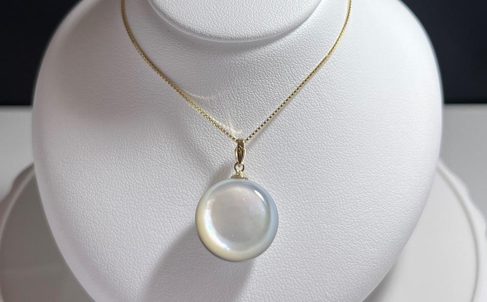 奄美パール】奄美の輝き®×虹珠 マベ真珠 15mm K18イエローゴールド