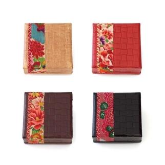 柿渋塗&nbsp;四つ目箱&nbsp;小箱サイズ4色布付セット【TN90】