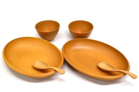 こもれび&nbsp;木目調プレート&マルチボール＆スプーンNAセット【TN97】