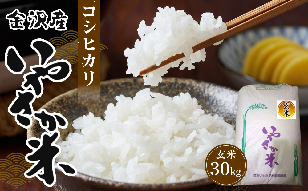 令和7年産 新米 金沢いやさか米 コシヒカリ（玄米）30kg 金沢市 加賀百万石 コシヒカリ 玄米 北陸産米 自然栽培 石川県産米 新米 令和米 食味良好 人気 おすすめ 白米 玄米 和食 米農家 ごはん お取り寄せ 通販 送料無料 ふるさと納税