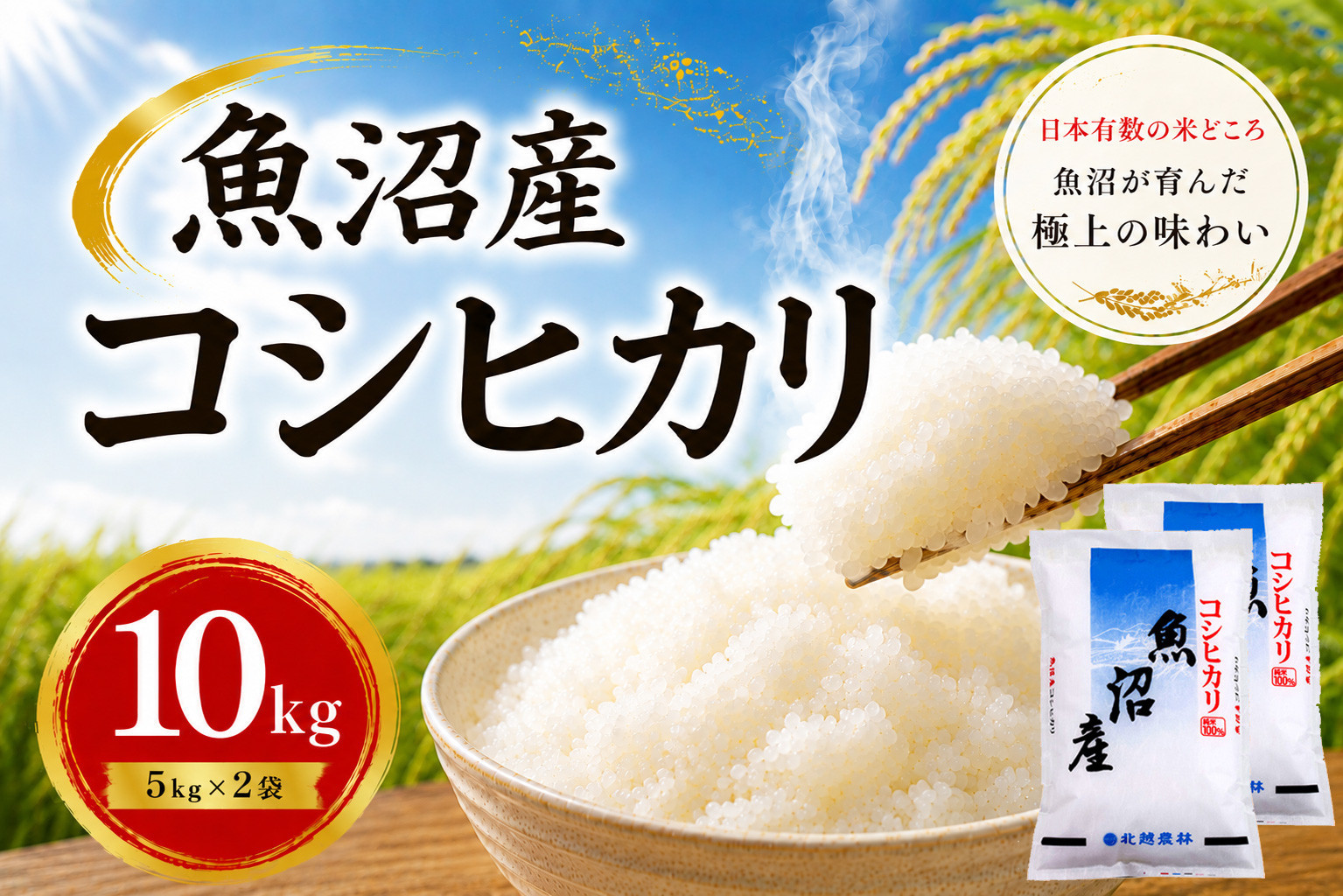 【令和7年産】魚沼産コシヒカリ&nbsp;10kg(5kg×2袋)｜一粒一粒に甘み広がるふっくらごはん