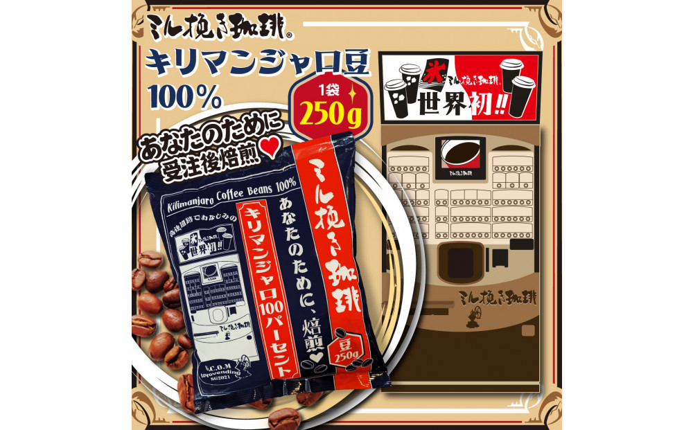 ミル挽き珈琲　キリマンジャロ豆100％&nbsp;1袋　(250ｇ/袋)
