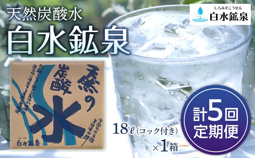 ＜2か月に1度のお届け！全5回 定期便＞天然炭酸水　白水鉱泉　18Ｌ×1箱