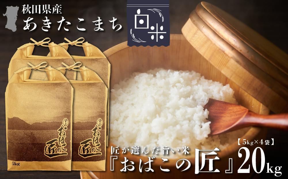 ※令和6年産 新米予約※ 秋田県産おばこの匠あきたこまち　20kg （5kg×4袋）白米