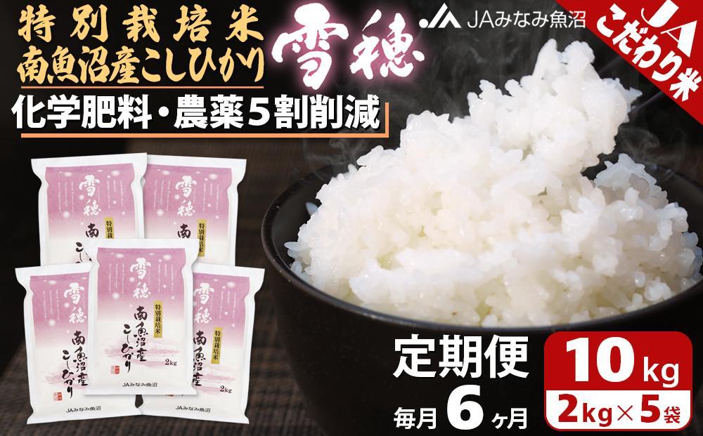 JAみなみ魚沼定期便】特別栽培米南魚沼産こしひかり「雪穂」（2kg×5袋