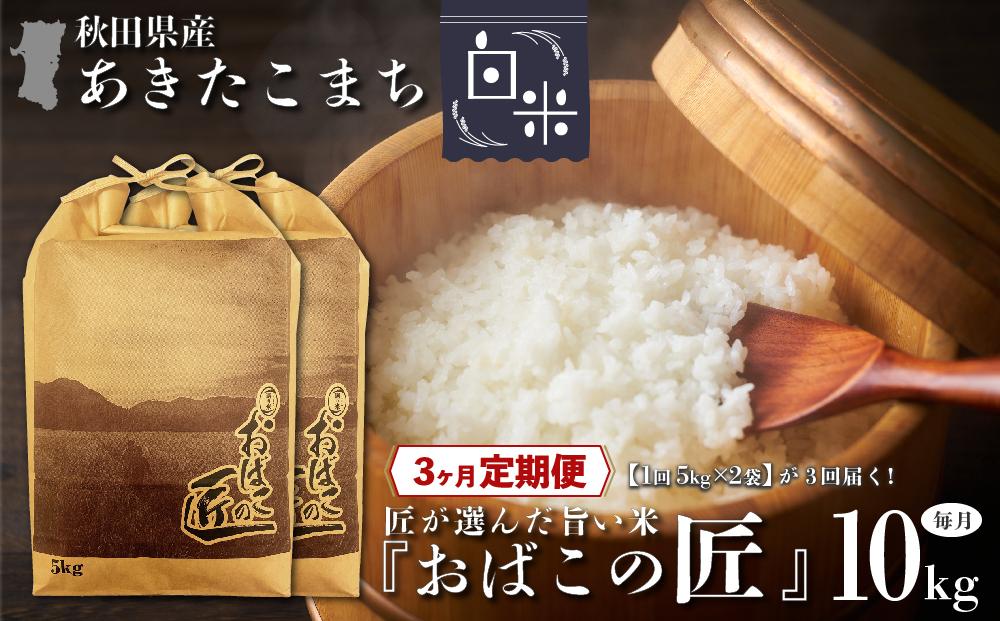 ※令和6年産 新米予約※ 【３ヶ月定期便】秋田県産おばこの匠あきたこまち　10kg （5kg×2袋）白米