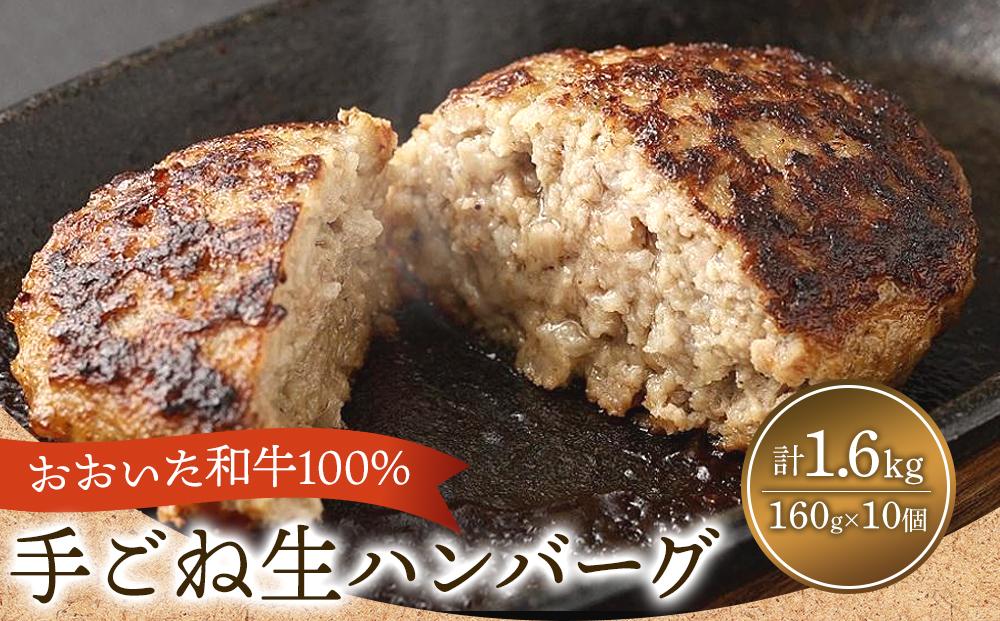 おおいた和牛100%使用！ 特製 手ごね 生 ハンバーグ 160g×10個 計1.6kg