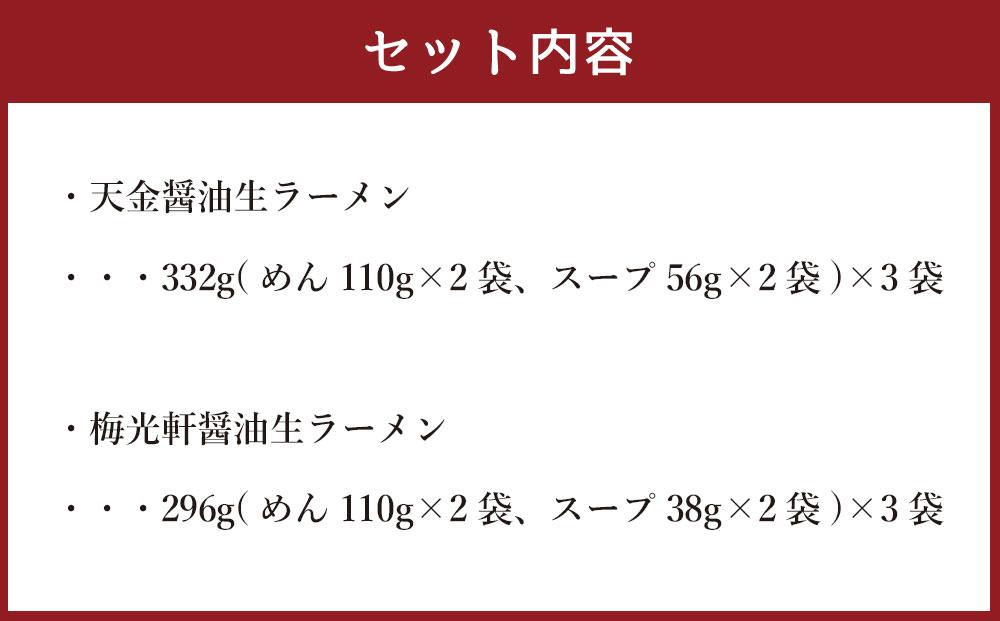 藤原製麺 製造 旭川ラーメン 醤油生ラーメンセット ( 天金醤油、梅光軒