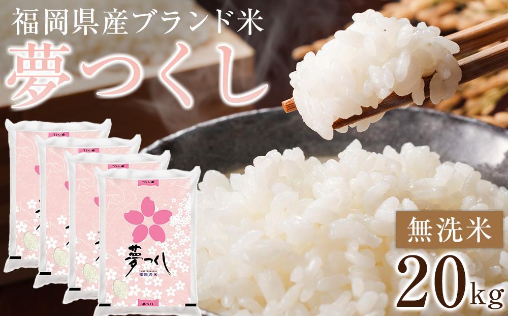 ＜令和6年産＞福岡県産ブランド米「夢つくし」無洗米　計20kg【米 ブランド米 ブランド 白米 無洗米 夢つくし 令和6年産 家庭用  お取り寄せ お土産 福岡県産 取り寄せ グルメ 福岡県 筑前町 CE018】